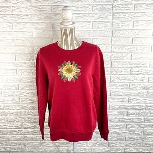 Basic Editions Red Fall Embroidered Sweatshirt